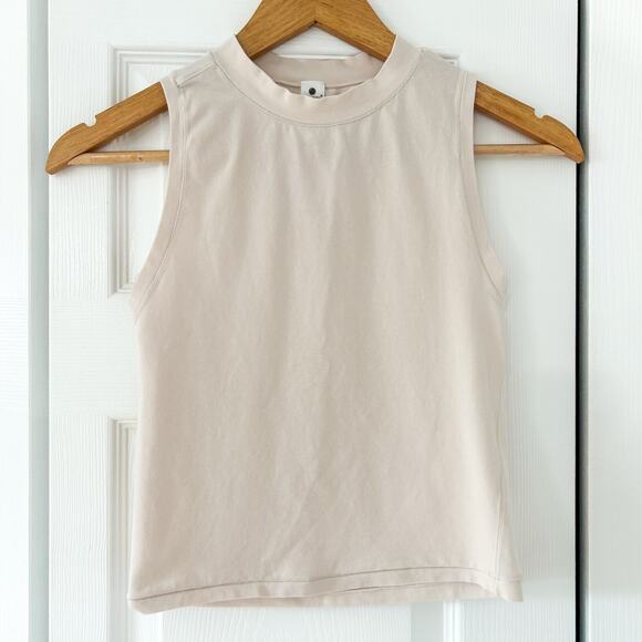 Yogalicious Airlite Melissa Crop Tank Top Small Beige High Neck Sleeveless - Picture 1 of 3